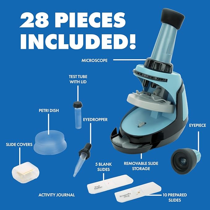 Educational Insights GeoSafari® Microscope Science Set – STEM Kits for Kids, 400x Magnification, Scientific Discovery Toys for Classroom or Home Projects, Biology & Chemistry Experiments, Ages 7+