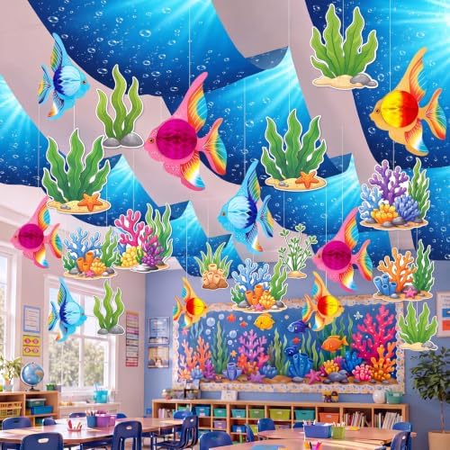 60 Pcs 2026 Under The Sea Party Decor Set, Ocean Hanging Decor by Relaxgiant