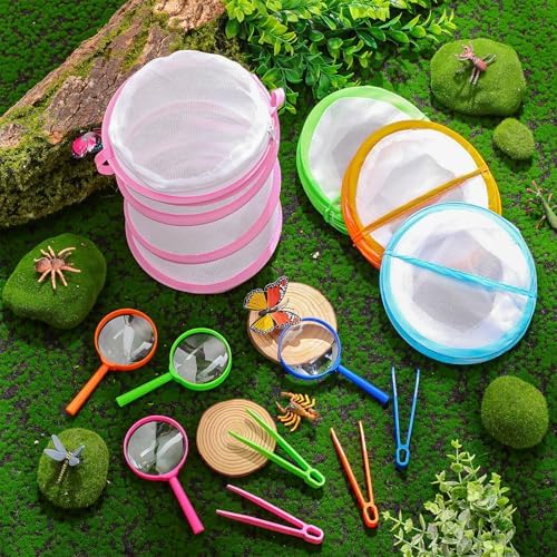 8 Sets Mini Butterfly Cage for Kids with Magnifier and Tweezer Butterfly Catching Kit Outdoor Explorer Kit Butterfly Habitat Net Insect Mesh Cages Butterfly Enclosure Bug Pop Terrarium up - Image 4