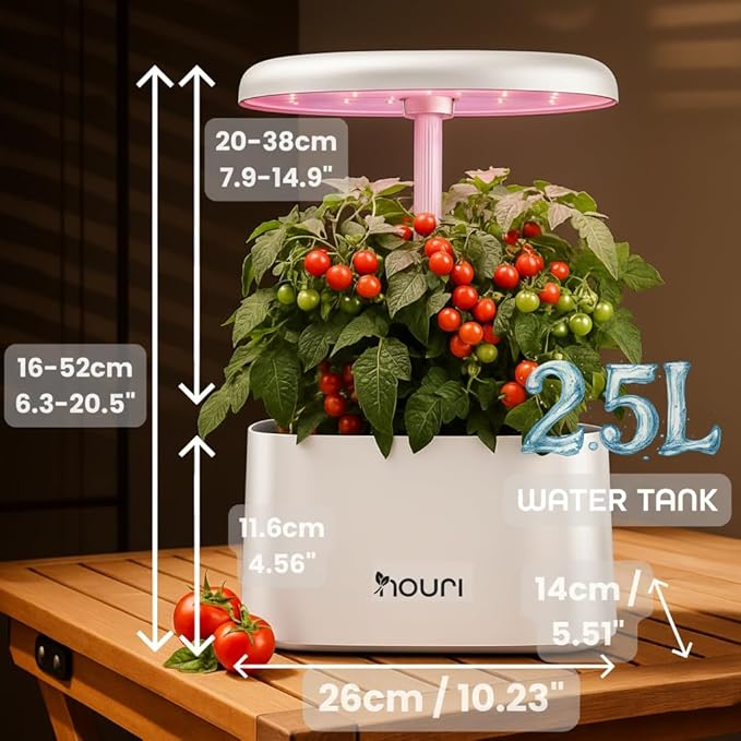 Nouri 5 pod APP Smart Garden for Home Cooks | w/Heirloom Basil | Hydroponics Growing System | LED Grow Lights | Indoor Herb Garden Kit | Herb Growing Kit Indoors for Plant Lovers, Gardeners, Kitchen