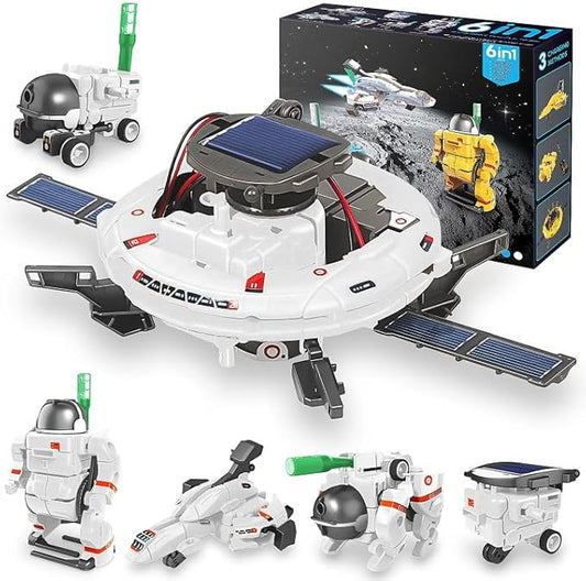 STEM Projects for Kids Ages 8-12 Solar Robot Kit 6-in-1 Space Toys for 10-Year-Old Boy Girl Gift Toys Science Kits Christmas Birthday Gifts for 8 9 10 11 12 Year Old, White