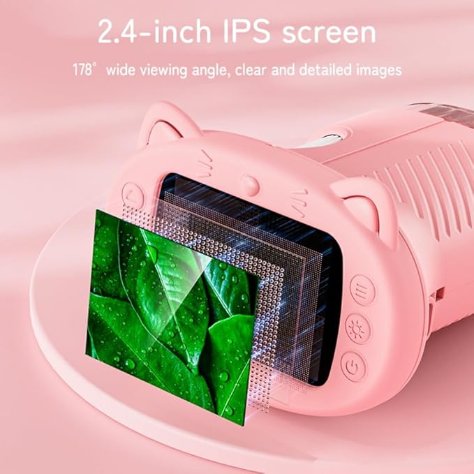 Pocket Kids Microscope, 1000X Handheld Microscope for Kids w/2.4'' Screen, Photo Video Mini Portable Microscopes Science Edu Digiscope, Christmas Birthday Gifts Ideas for Kids Ages 3-12