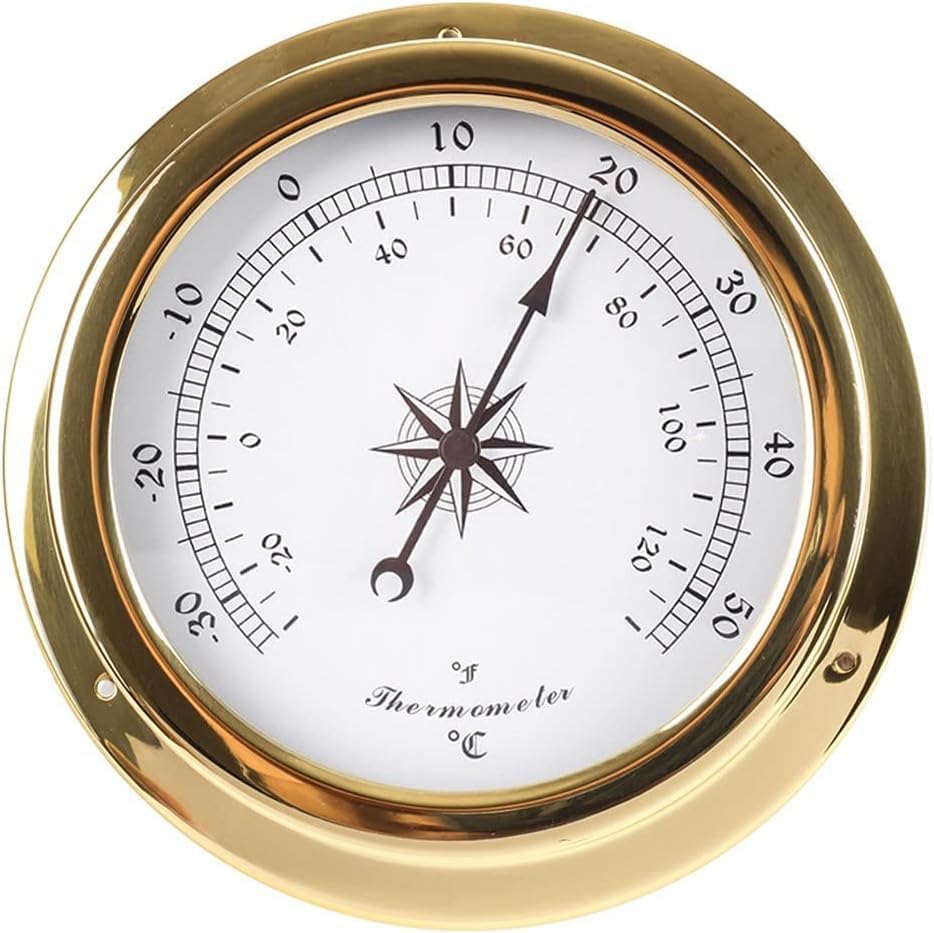 4Pcs Portable Weather Station Set - 5.7in Brass Case Barometer Thermometer Hygrometer Clock (Wall-Mounted/Marine Boat Accessory) - Image 4