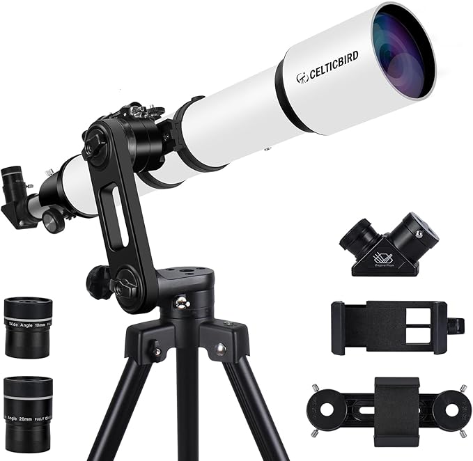 Telescope for Adults High Powered, 90mm Aperture 700mm Refractor Telescopes for Adults Astronomy Telescopio with High Precision Adjustment, Ultra-Stable Vertisteel AZ Mount Base Tripod, Phone Adapte