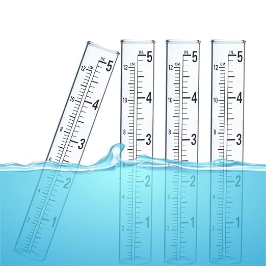 4 PCS Rain Gauge Glass Replacement Tube, Glass Rain Gauges Replacement Tubes Best Rated for Yard Garden Outdoor Lawn, 5 inch with Tube Brush