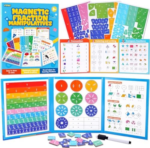 Magnetic Fraction Educational Puzzle, 120 Pcs Magnetic Fraction Puzzle for Kids, Math Manipulatives for Elementary School, Montessori Fraction Manipulatives Learning Toys for Kids by FIPKEHandwritingAids