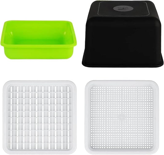 10x12 Microgreens Growing Trays, 100 Holes Sprouts Growing Kit with Shade Cover Planting Plate Mesh Plate Water Tray Reusable Seed Starter for Peanut