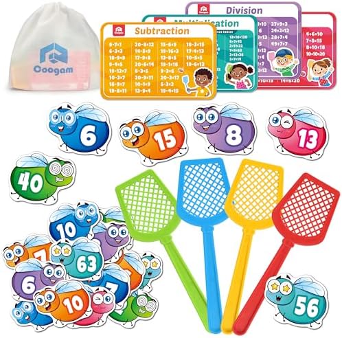 Coogam Math Counting Game, Math Manipulative Learning Swat The Fly Cards, Practice with Addition, Subtraction, Multiplication & Division, 1st 2nd & 3rd Grade Educational Toy for Homeschool by Coogam