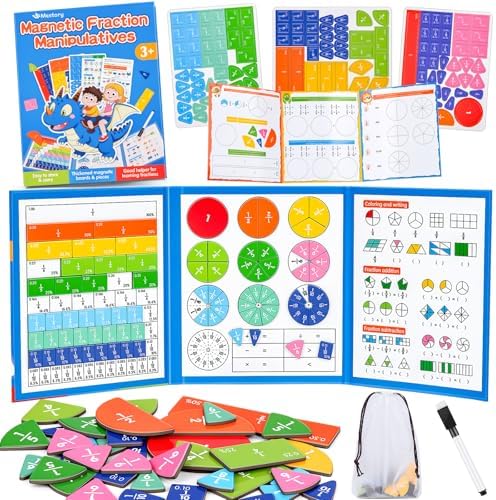 Meetory Magnetic Fraction Playbook - Magnetic Fraction Demonstration Book, Montessori Math Manipulatives Kit, Homeschool Classroom Fraction Puzzles and Games by Meetory