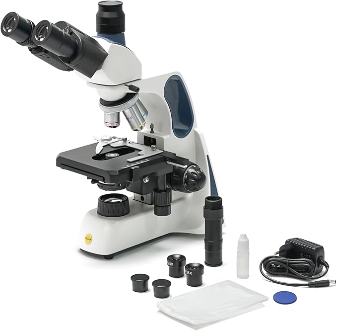 SWIFT SW400 Trinocular Compound Microscope 40X-2500X, Infinity-Corrected Optics, Siedentopf Head, Mechanical Stage, LED,Professional Biological Lab Microscope for Research, Clinical & Education