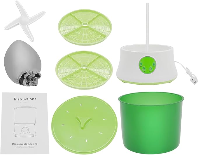 Bean Sprouts Machine, 2-Layer Automatic Sprout Grower with 3 Seasonal Modes, Seed Sprouter Kits for 6-8 People, Suitable for Mung Bean, Soybean, Radish, Alfalfa, Wheatgrass, Broccoli Sprouts