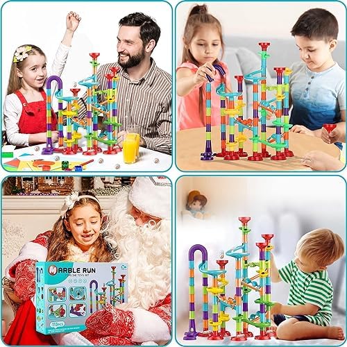Toys for Boys 4-6 - Marble Runs 3D Maze Game DIY Educational Toys for Kids 5-7 Birthday Gift,Track Pipe Building Blocks Mini Glass Marbles for Kids,Toys for 3+ Year Old Boys Christmas (142PIECES) - Image 6
