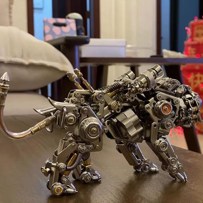 Metalkitor Bengal Tiger 3D Metal Puzzle for Adults, 700PCS, Mechanical Model Assembly Kits - DIY Desk Ornament Steampunk Brain Teaser(Without Wings)