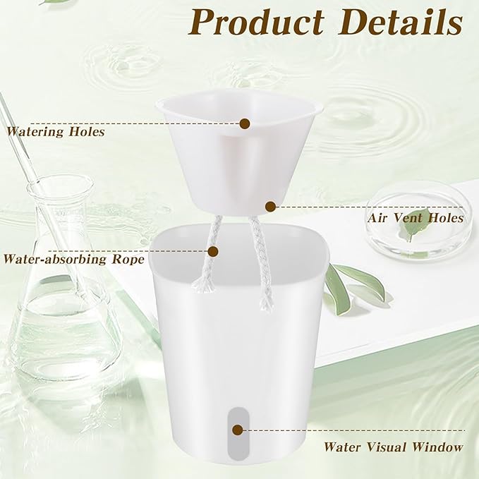 4 Inch Self Watering Pots for Indoor Plants,10 Sets Self Watering Planter Pots with Visual Water Level Window and Multiple Vents,Self Watering Plant Pot for All House Plants,Flowers,Herbs
