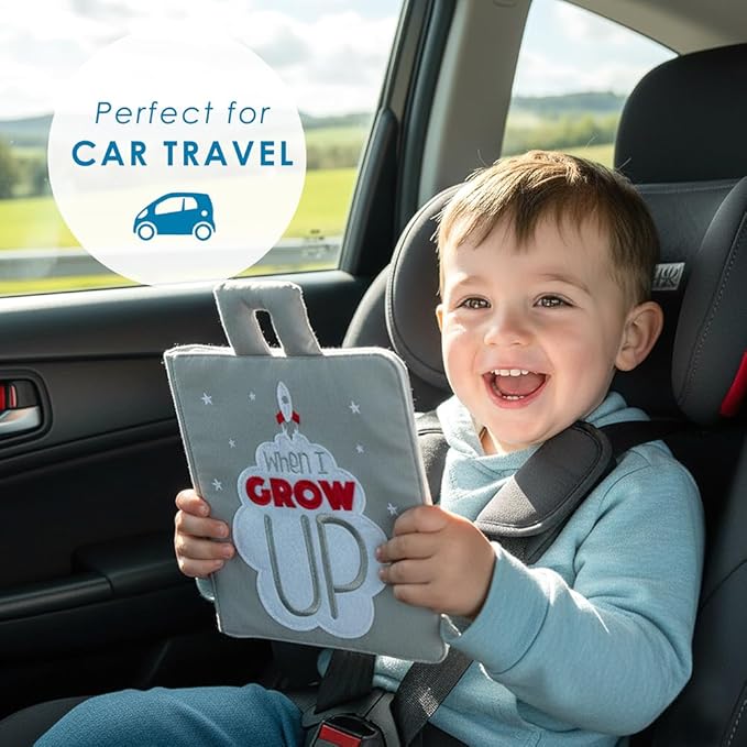 Curious Columbus Quiet Book Fabric Busy Book for Toddlers 3-5 - Airplane Toddler Travel Toys for Kids - Montessori Toy Preschool Activity Books - Fun and Educational for Toddlers