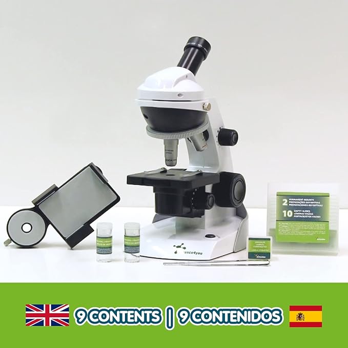 Science4you Smart Microscope for Kids - Microscope Kit for Kids Age 8-12 + Prepared Samples + Microscope Slides, Educational Games, Science Toy, Gifts for 8+ Year Old Boys and Girls
