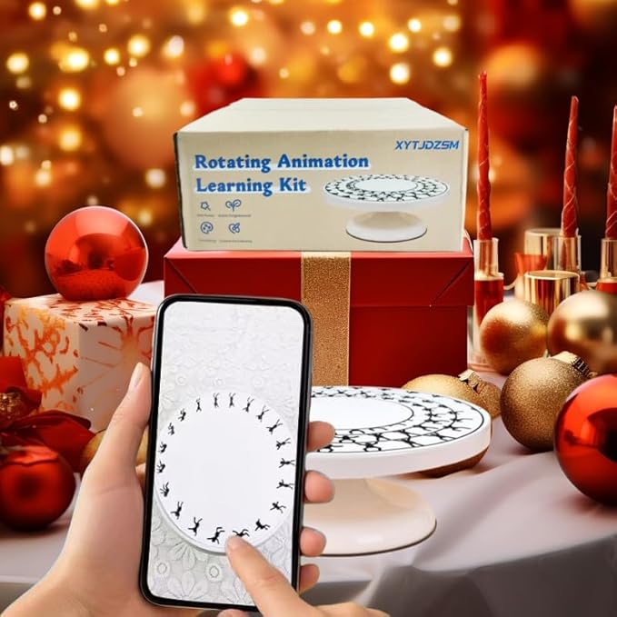 XYTJDZSM DIY Educational Art Drawing Kit & STEM Rotating Animation Learning Kit with Reusable Whiteboard | Motion Principles & Smartphone Filming | Educational Toy for Students,Teens & Adults