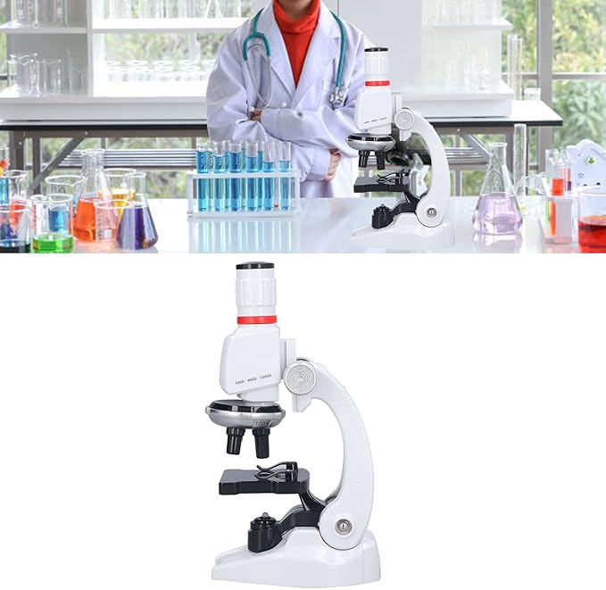 TOPINCN Kids Microscope Science Kit 1200X Magnification with Slide Holder Stage for Children Ages 8+ Educational Toy Microscope Science Learning Tool