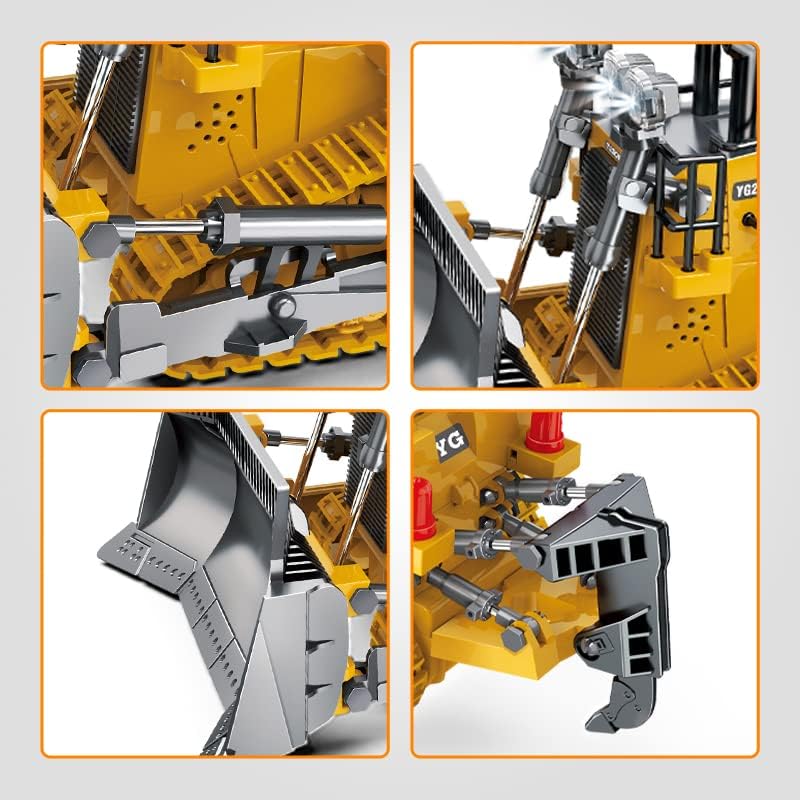 Dwi Dowellin Rc Bulldozer Toys for Boys,Construction Remote Control Bulldozer with Metal bulldozing Shovel Lights/Sounds for Kids Boys - Image 3