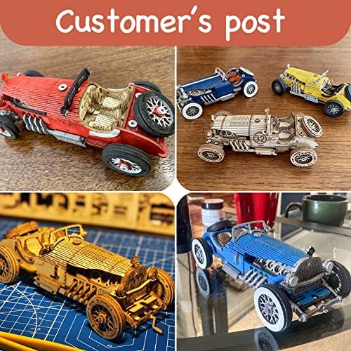 ROKR Model Car Kits Wooden 3D Puzzles Model Kits for Adults Educational Brain Teaser Assembly Model, Desk Decor/DIY Hobbies/Gifts (Grand Prix Car) - Image 2