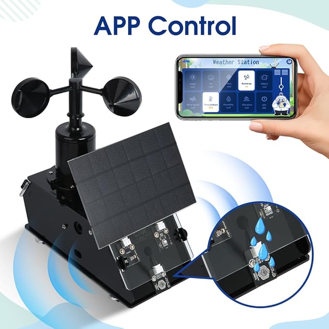 ACEBOTT STEM Science Coding Kits for Adults, ESP32 Weather Station and Weather Instrument Kit with APP, Outdoor Sensor, Weather Forecast, Temperature,Humidity,Wind Rain Gauge for Arduino IoT Starter