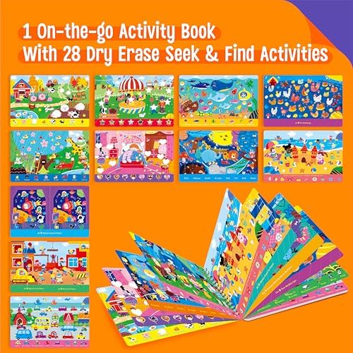 SpriteGru 28 Dry Erase Activities Book, Reusable & Erasable Game Pad, Explore and Find Games Interesting Educational Toy and Learning Tool for Road Trip Airplane Travel - Image 2