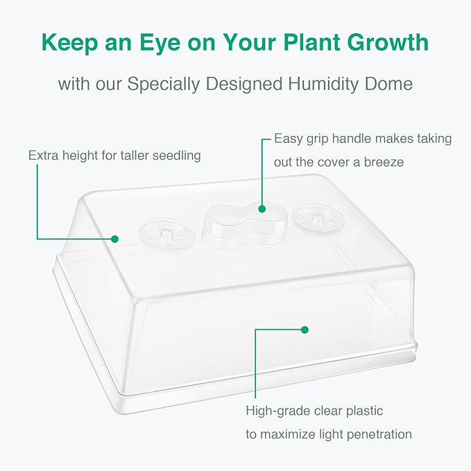 [Thick Plastic] 5-Set Strong Seed Starter Trays with 5" Humidity Domes for Seed Starting, Germination, Seedling Propagation & Plant Growing, Holds 240 Cells in Total