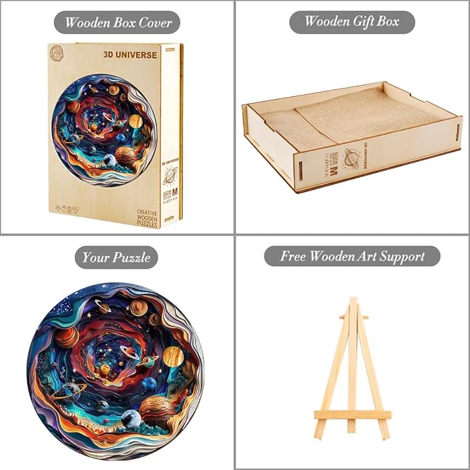 Wooden Puzzle for Adults-Wooden Puzzle Unique Shape Advanced 3D Universe Wooden Jigsaw Puzzle for Adults and Kids,Best Gift,Wood Puzzles,Challenge Wooden Jigsaw Puzzle 17.3 * 17.3in 450pcs