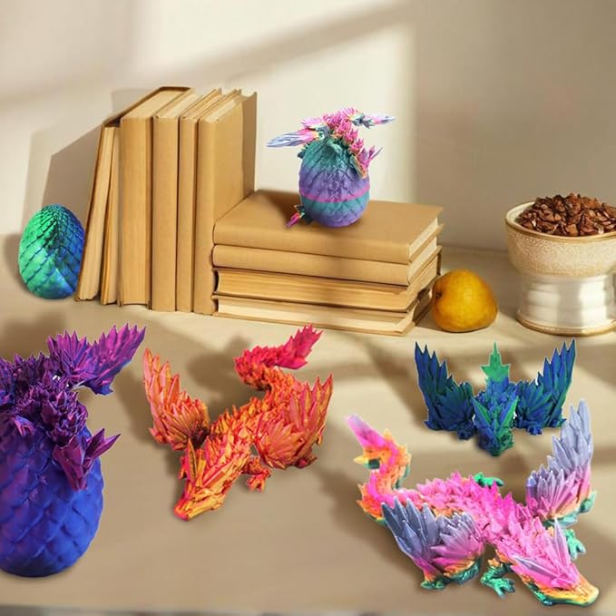 3D Printed Dragon Egg Toy, Fidget Toys for Children, Xmas Gift for Adults with Stress, Autism, ADHD, Perfect Christmas Stocking Stuffer (4 PCS)
