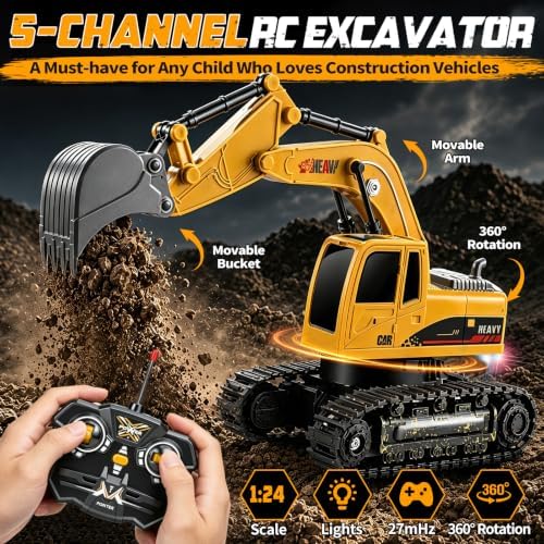 YongnKids 2 Pcs Large Rc Excavator Toy & Dump Truck for Kids Age 6+ - Image 2