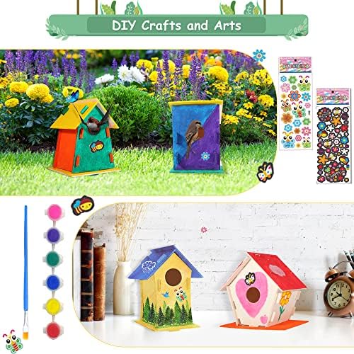 ILHSTY 6 Pack Large DIY Bird Houses Kits for Kids, Kids Crafts Wood Houses for Crafts Class Parties, DIY Crafts and Art Birdhouse Kits for Children to Build & Paint (6) - Image 5