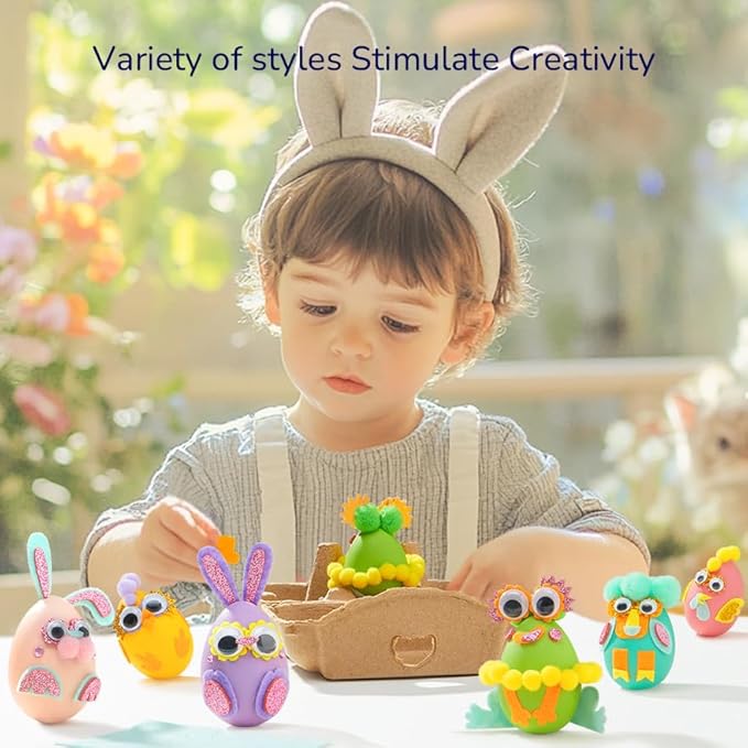 ROOCHKD Arts and Crafts for Kids, Set of 6 DIY Eggs Handcrafted Kit, Mess Free Toddlers Crafting Set Birthday Exchange Christmas Thank You Gifts for Boys and Girls, Art Supplies Stocking Stuffers