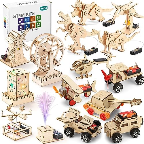 16 in 1 STEM Kits for Kids Ages 10-12, DIY Stem Craft Projects, Kids Wood Building Toys, Wooden 3D Puzzles Model Kit for Boys to Build,Educational Science Set for Age 8 9 10 11 12 Year by Unknown
