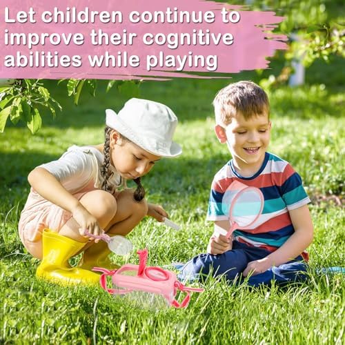 Biubee Bug Catcher for Kids - Sturdy Bugs Catching Kit Gifts with Butterfly Net Collector Insect Catcher Tweezer, Pink Bug Habitat Outdoor Explorer Kit for Girls Age 3 4 5 6 7 8 - Image 4