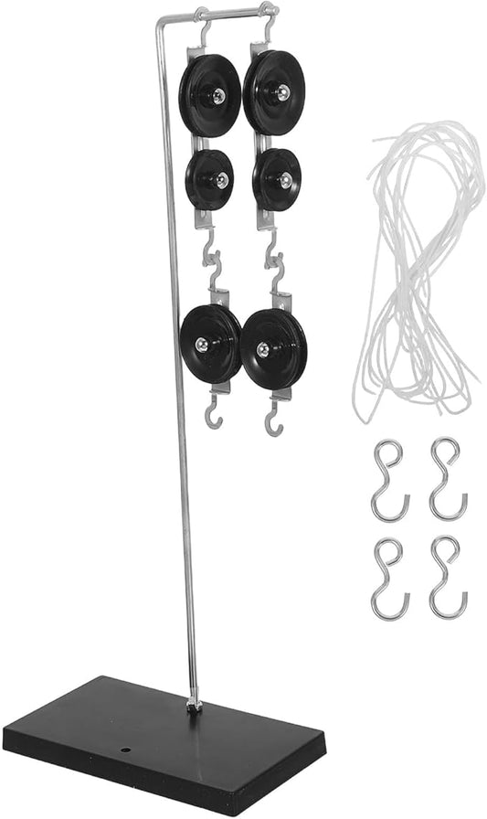 iplusmile Pulley Block Set Physics Lab Science Kit Experiments - Pulley Blocks with Holder and Rope for Science Classroom School Students Physics Class - Random Color
