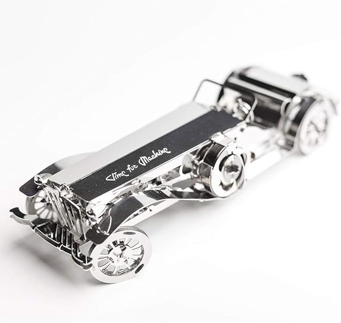 Model Car Kit 3D Model kit Glorious Cabrio2 - Moving Wind-Up Retro Car Collectible | 3D Puzzle for Adults - Metal DIY Kit | DIY Construction Set of a Vintage Car