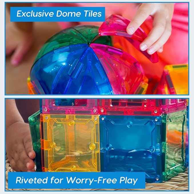 Magnetic Building Tiles, 48 Piece Architectural Dome Set for Boys Girls Kids, Educational Creative Learning Activity Building Block Toddler Toys, Children Ages 3 Years +