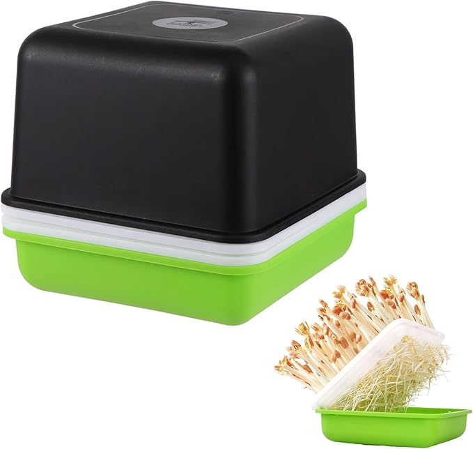 10x12 Microgreens Growing Trays, 100 Holes Sprouts Growing Kit with Shade Cover Planting Plate Mesh Plate Water Tray Reusable Seed Starter for Peanut