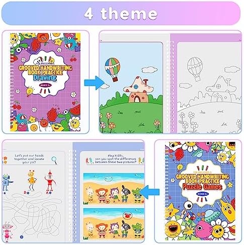 Magic Practice Copybook, Reusable Writing Practice Book, for Preschool Kids Age 3-8 ​Calligraphy (4 Books with Pens) - Image 5