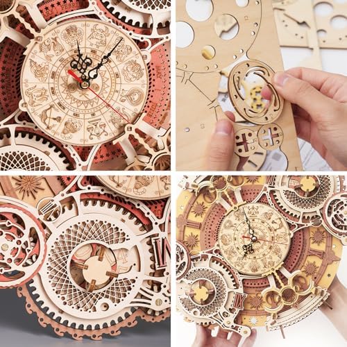 ROKR 3D Wooden Puzzles for Adults-Wooden Clock Puzzle Kit-Wood Model Kits to Build for Adults-Zodiac Wall Clock - Image 4