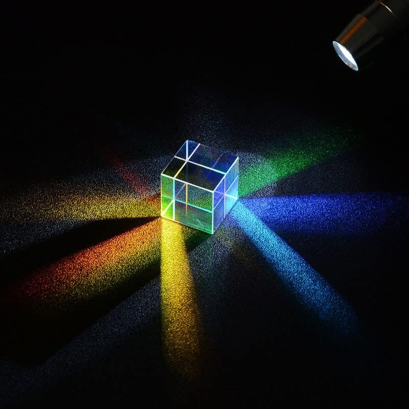 RGB X-Cube Prism, Dichroic Glass 6 Sides Bright Optical Glass Prism Cube Colorful Combiner Splitter Physics Light Spectrum Educational Model - Image 6