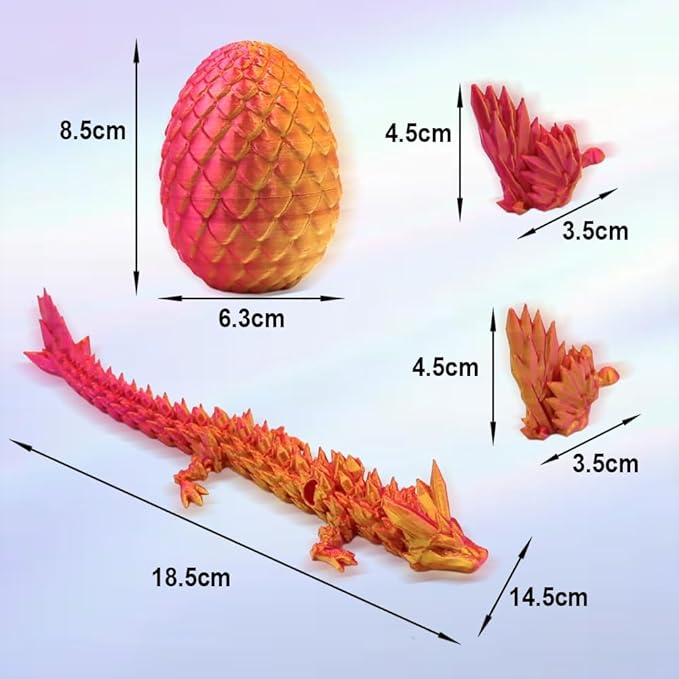 3D Printed Dragon Egg Toy, Fidget Toys for Children, Xmas Gift for Adults with Stress, Autism, ADHD, Perfect Christmas Stocking Stuffer (4 PCS)