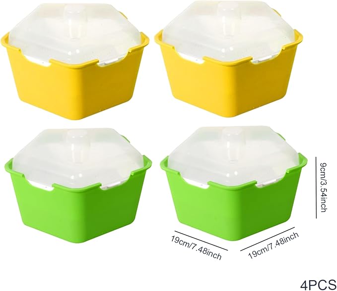 Seed Sprouter Tray with Cover Plastic Seedling Nursery Tray Soil-Free for Kitchen Garden Home Office 4 Pcs Sprouting Tray Sprouts Growing Tray Sprouts Growing Kit Germination Tray