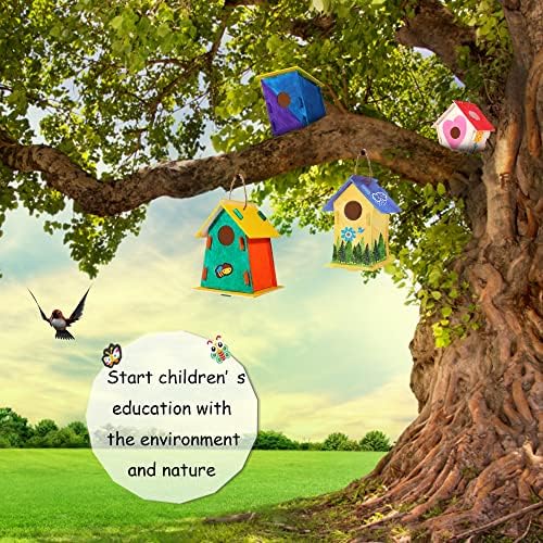 ILHSTY 6 Pack Large DIY Bird Houses Kits for Kids, Kids Crafts Wood Houses for Crafts Class Parties, DIY Crafts and Art Birdhouse Kits for Children to Build & Paint (6) - Image 6
