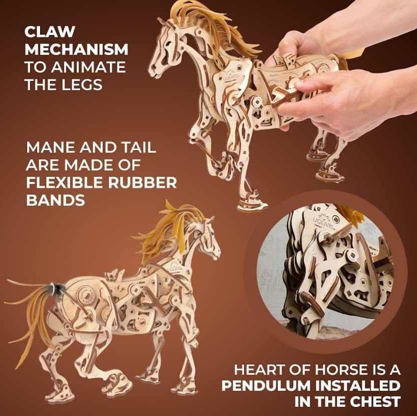 UGEARS 70054 Wooden Horse Puzzle, Model Building Set, Brain Game, DIY Puzzle, Educational Toy, Environmentally Friendly - Image 5