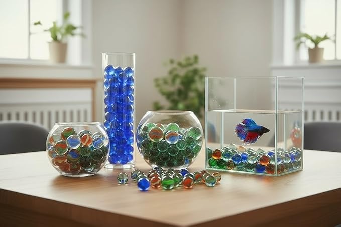 Classic Glass Marbles Set - 50 Pieces Assorted Colors and Sizes, Marbles for Kids, Marbles Bulk Collection, Traditional Marble Game Set for Children