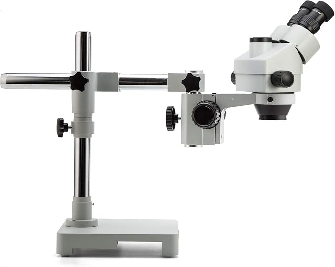 SWIFT S7 7X-45X Trinocular Stereo Microscope with Wide-Field 10X Eyepieces,0.7X-4.5X Zoom Objective Lens, Single-Arm Boom Stand, and 56-Bulb LED Ring Light