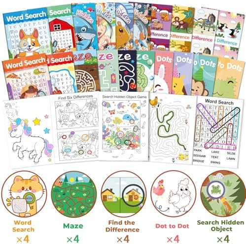 Elfew 20 Pack Activity Books Party Favors Set for Kids Ages 4-8 8-12 - Image 6