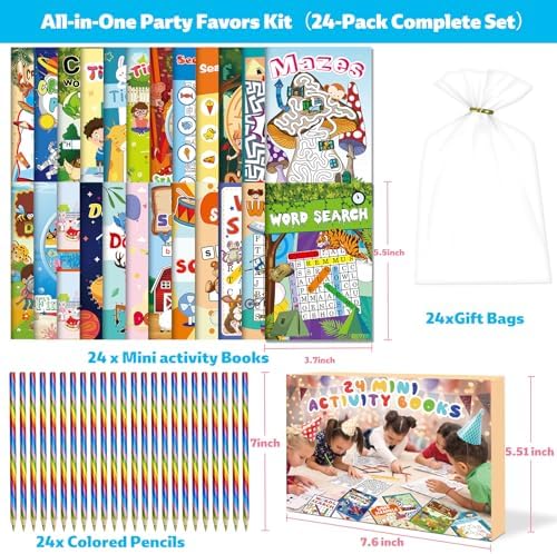 Kalysky 24 Activity Books with Colored Pencils for Kids 4-8 8-12 PartyFavor - Image 2