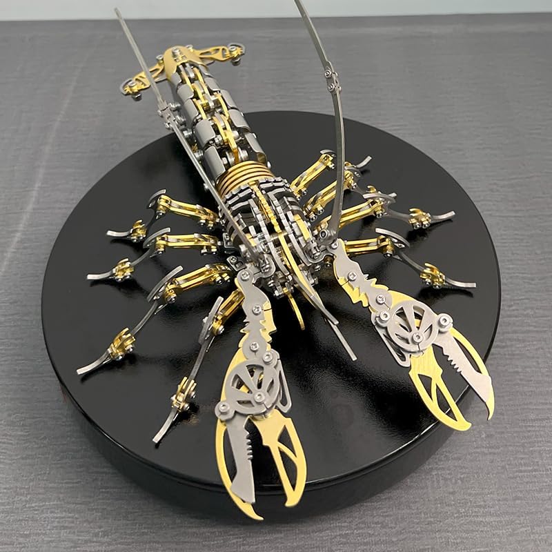 3D Metal Puzzle for Adults,DIY Mechanical Animal Lobster,Metal Model Kits,Gift for a man and boy,Purzolnx Toy (Gold) - Image 6